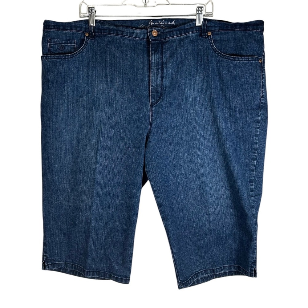 Gloria Vanderbilt Amanda Skimmer Denim Shorts 24W Dark Wash Embroidery Plus Size